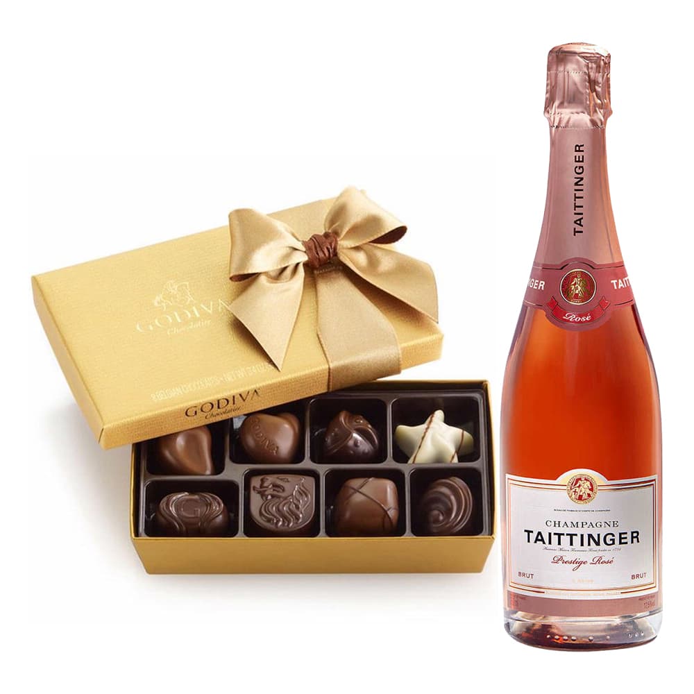 Taittinger Brut Prestige Rose Champagne Gift Set — 2