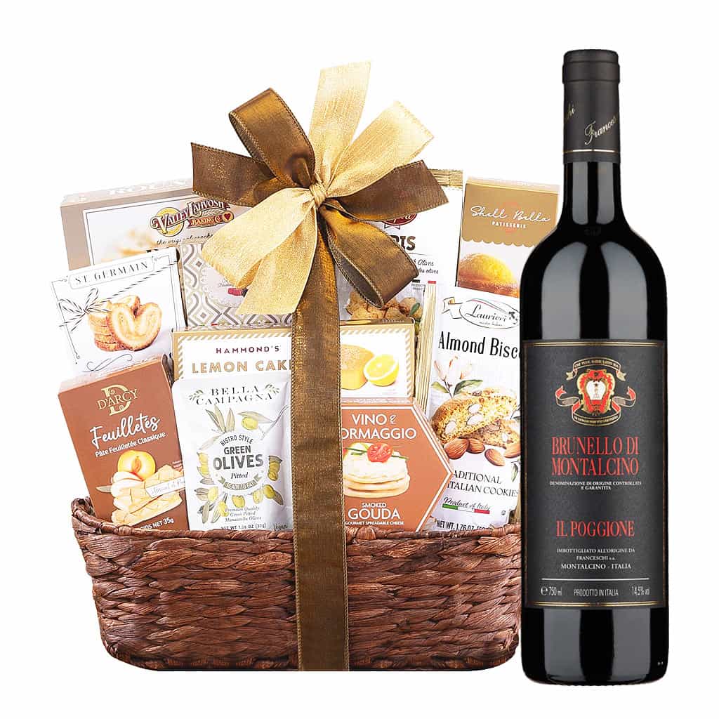 IL Poggione Brunello Di Montalcino 2015 With Bon Appetit Gourment Gift Basket