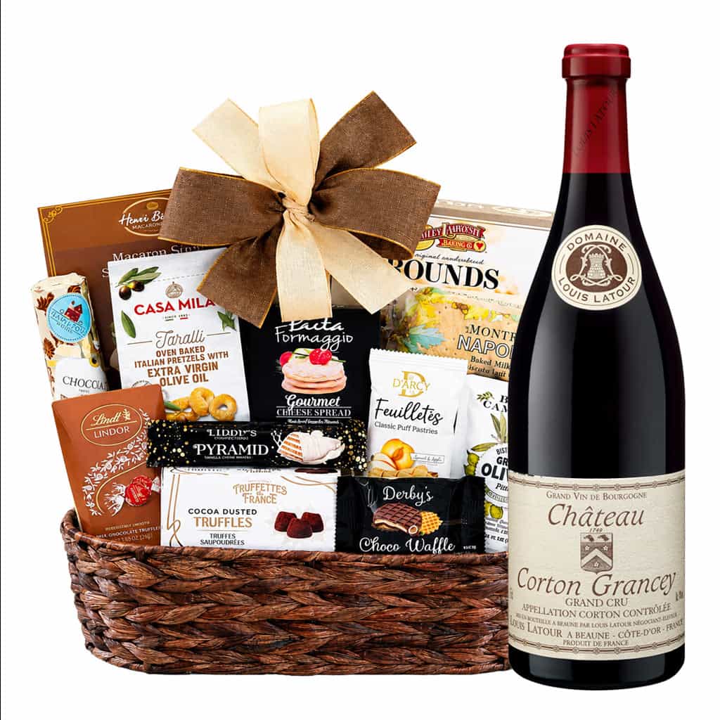 Louis Latour Chateau Corton Grancey Grand Cru French Wine Gift Basket