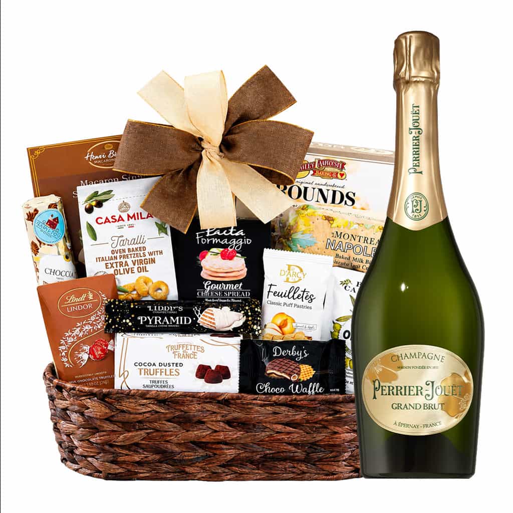 Perrier Jouet Grand Brut Champagne And Gourmet Gift Basket