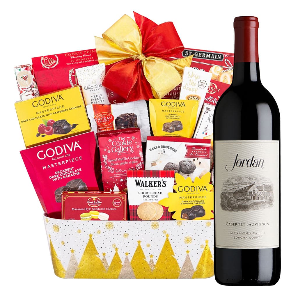 Godiva Chocolates And Jordan Cabernet Wine Gift Basket
