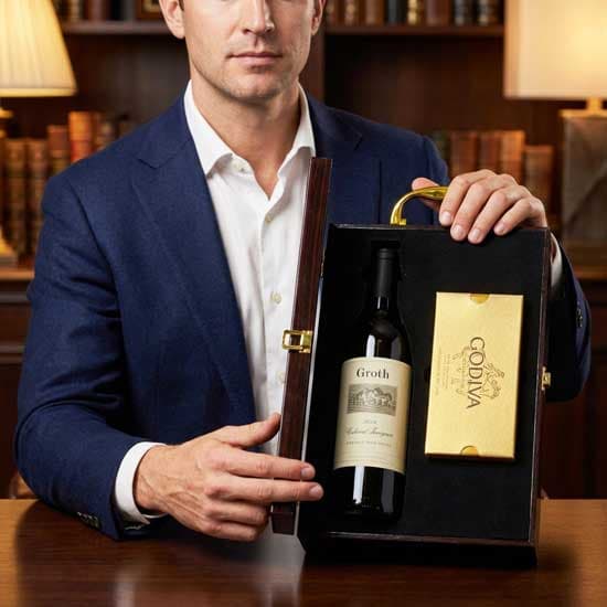 Groth Cabernet Sauvignon Wine and Godiva 8pc Gift Box