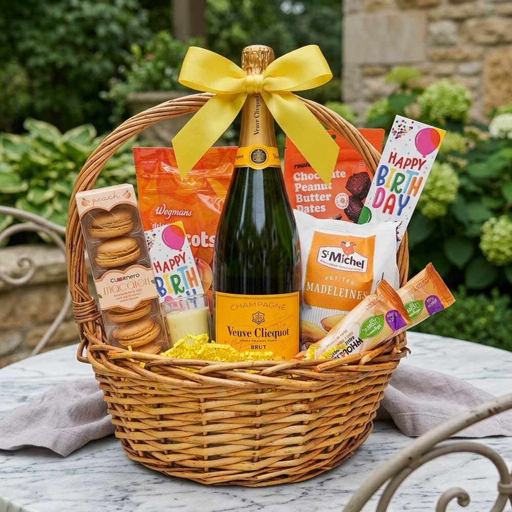 Veuve Clicquot Champagne with Birthday Gift Basket