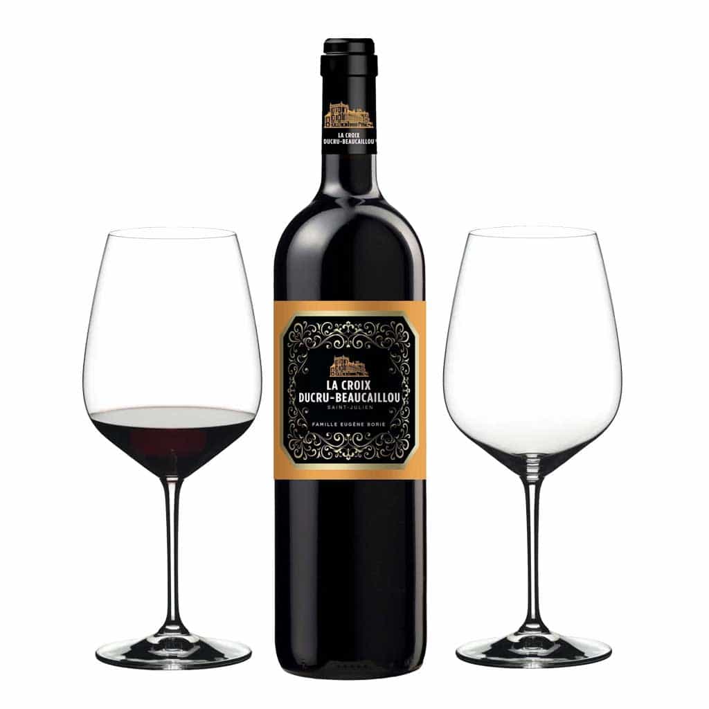 La Croix Ducru Beaucaillou Red Wine with Riedel Glasses