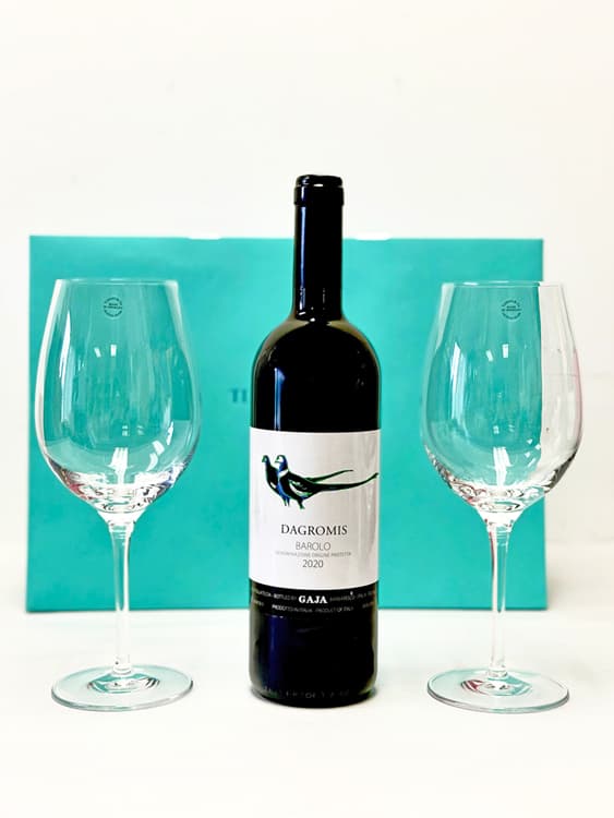 Gaja Dagromis Barolo & Tiffany Wine Glasses Gift Set