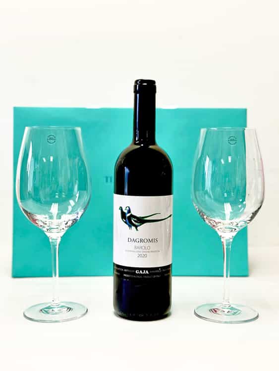 Gaja Dagromis Barolo & Tiffany Wine Glasses Gift Set
