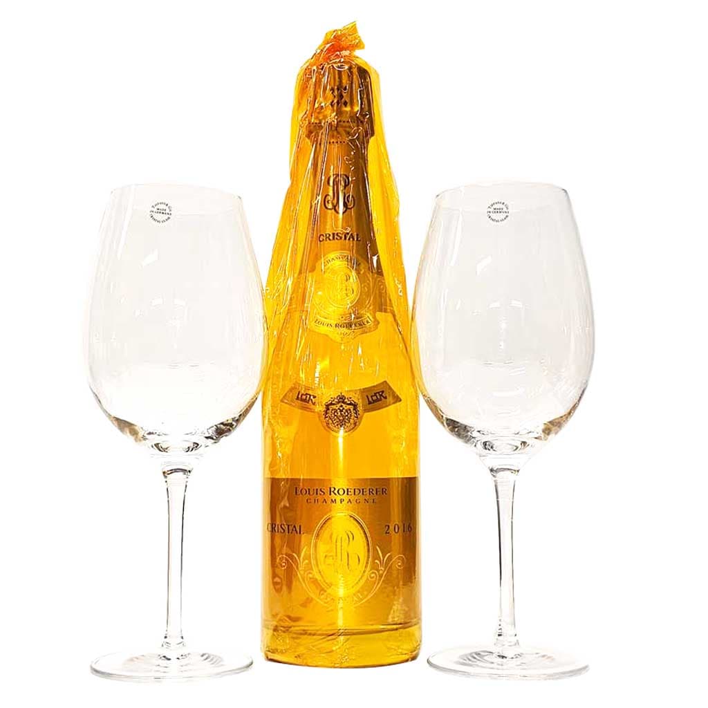 Louis Roederer Cristal Champagne and Tiffany Crystal Glasses