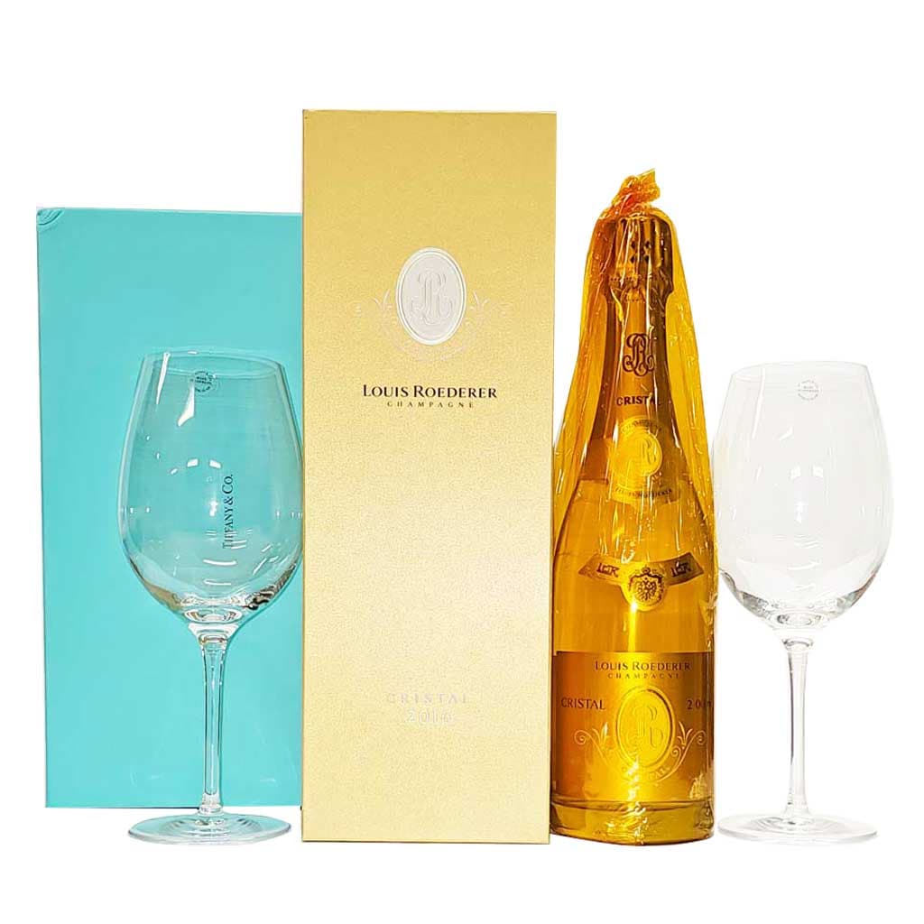Louis Roederer Cristal Champagne and Tiffany Crystal Glasses