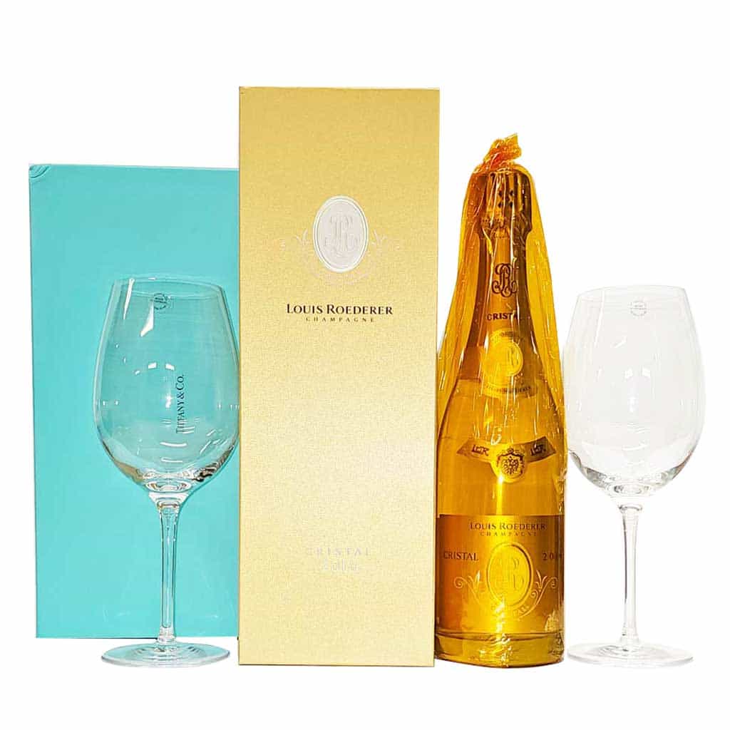 Louis Roederer Cristal Champagne and Tiffany Crystal Glasses