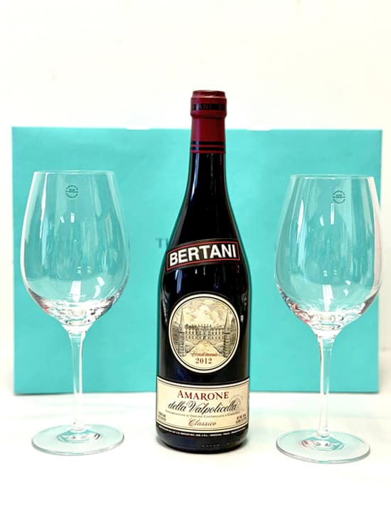 Bertani Amarone della Valpolicella & Tiffany Wine Glasses Gift Set
