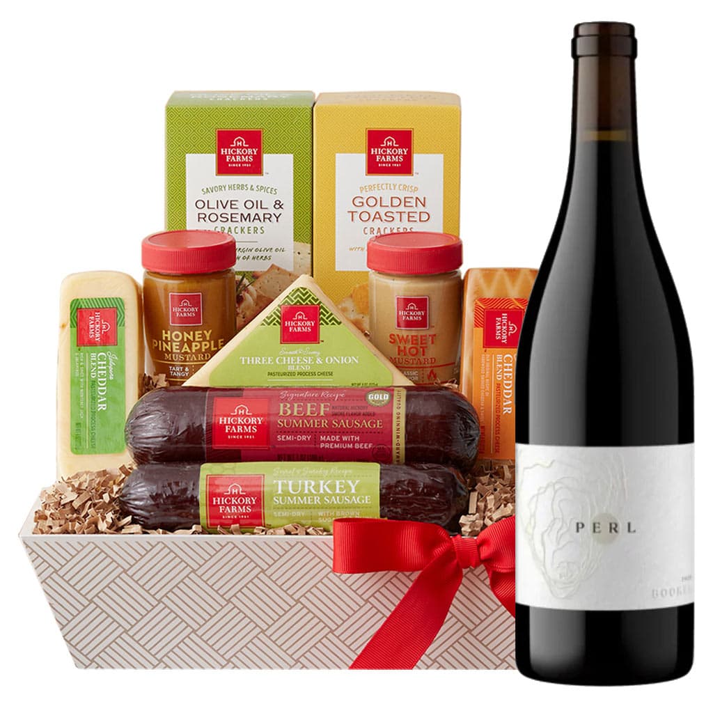 Booker Perl Red Blend Wine And Cheese Gift Basket