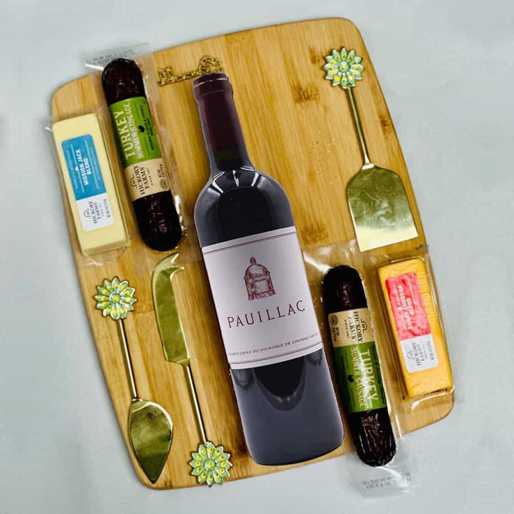 Pauillac French Red Wine & Charcuterie Board Gift Set