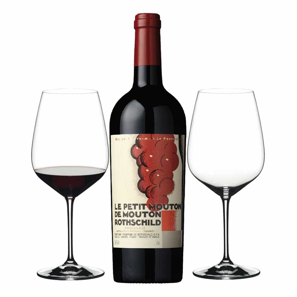 Le petit mouton de mouton Rothschild Pauillac with Riedel Wine Glasses