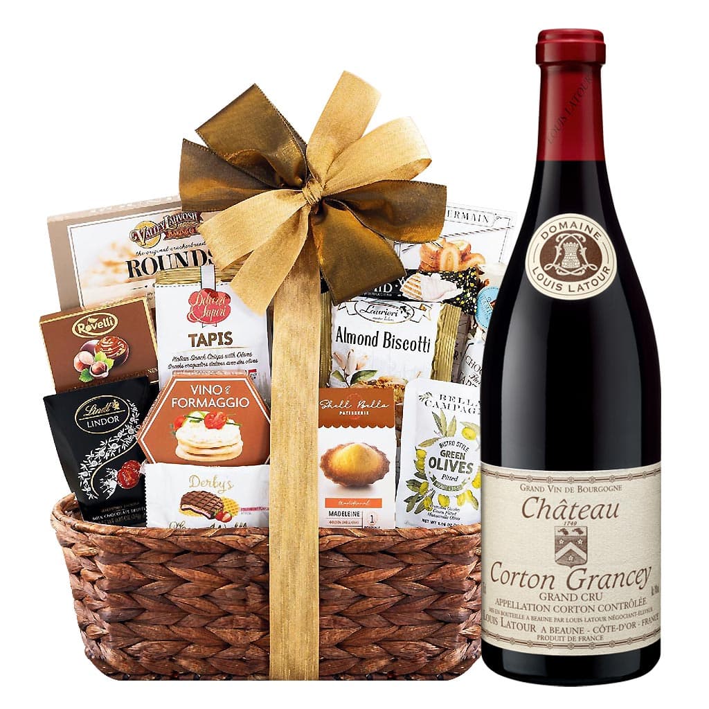 Louis Latour Chateau Corton Grancey Grand Cru French Wine Gift Basket