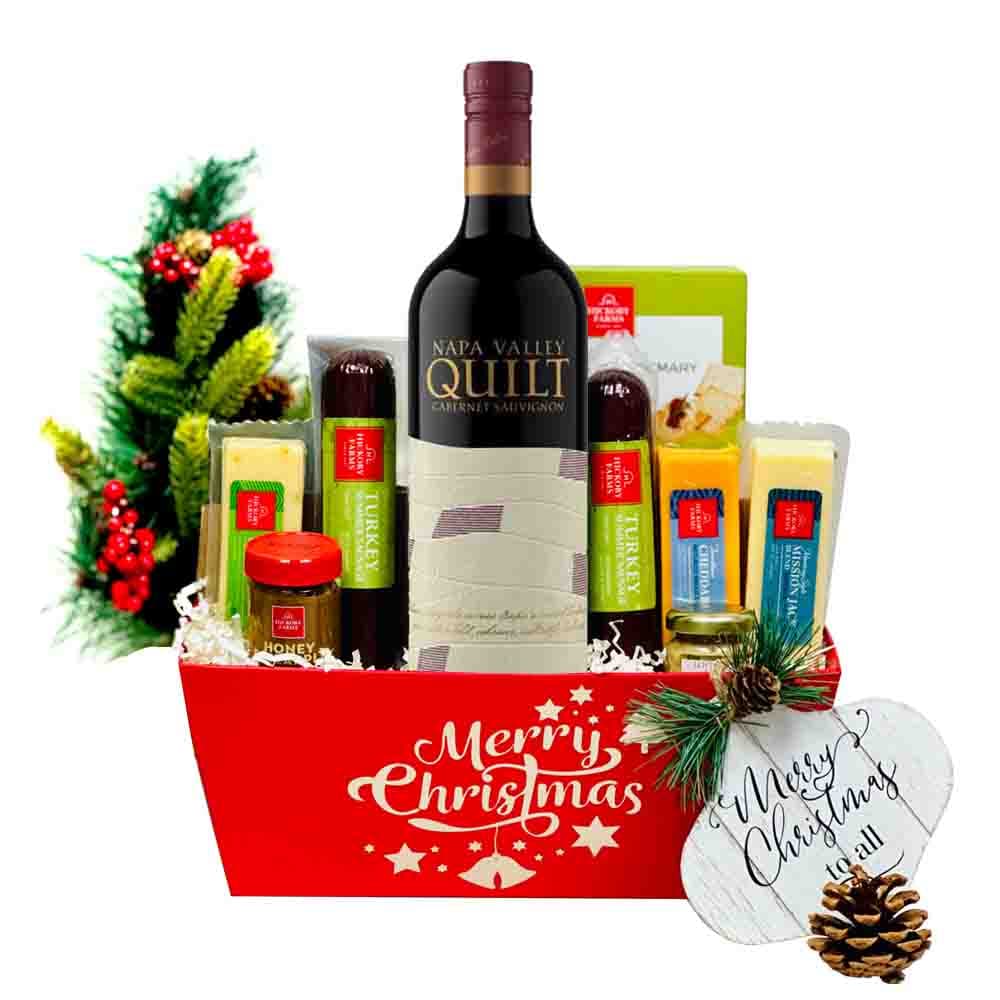 Napa Valley Quilt Wine Christmas Gift Basket