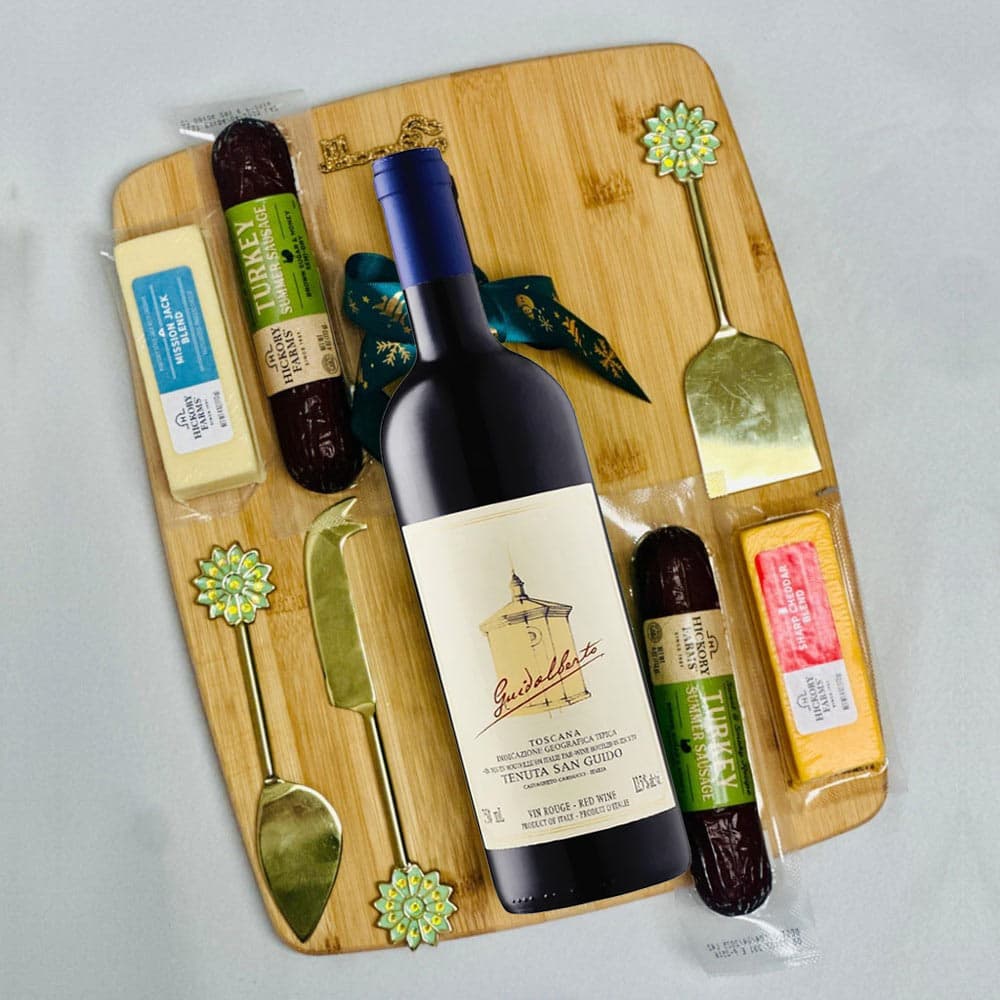 Tuscany Italian Red Wine And Charcuterie Board Gift Set