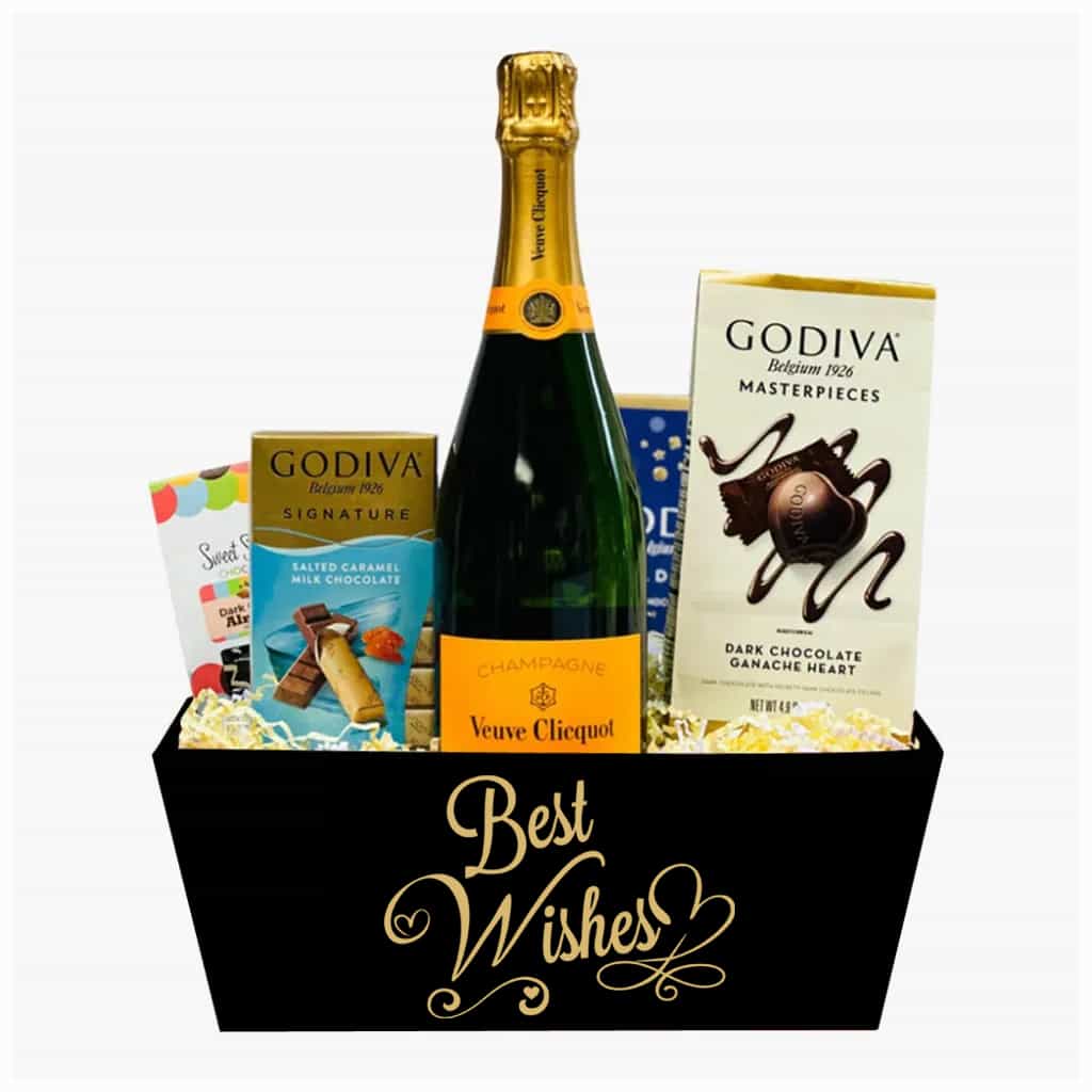 Best Wishes Gift Basket with Veuve Clicquot Champagne