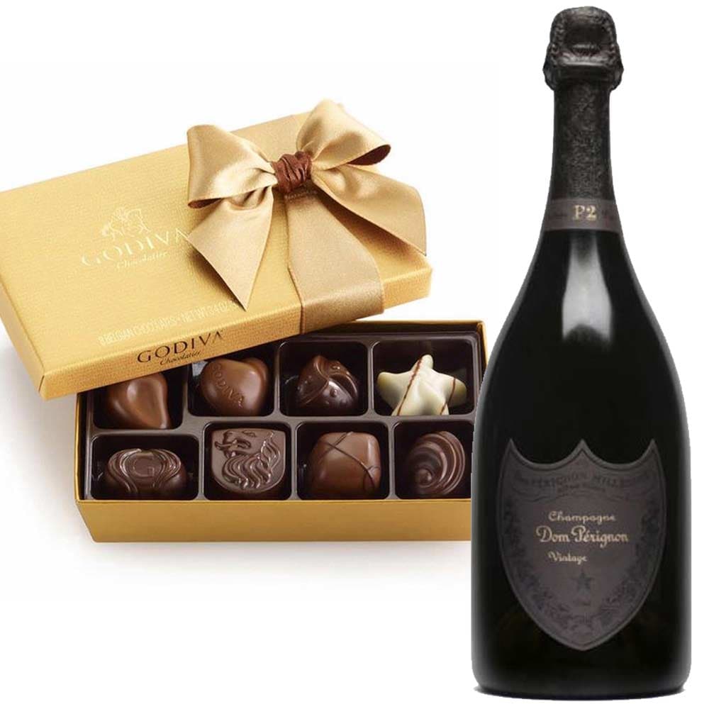 Dom Perignon Plenitude 2(P2) With Godiva 8 Pc Chocolates Box