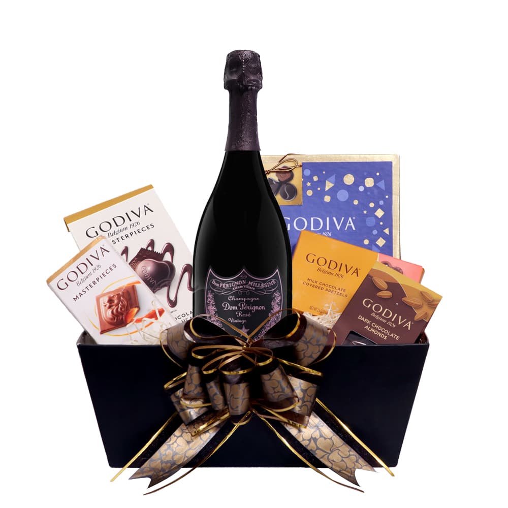 Dom Perignon Rose Champagne And Godiva Basket