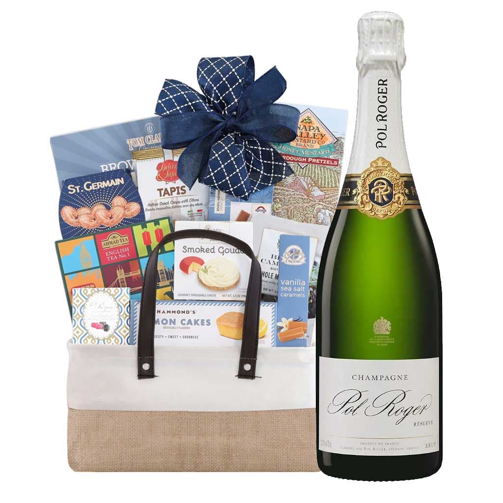 Pol Roger Brut Reserve Champagne Gift Basket