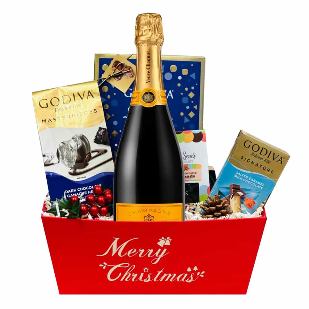 Veuve Clicquot Champagne With Merry Christmas Basket