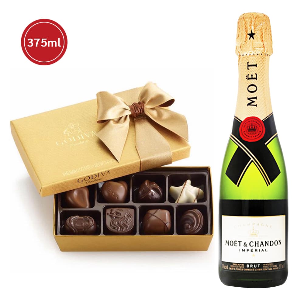 Moët & Chandon Impérial Brut 375ML And Godiva 8 Pc Gift Set