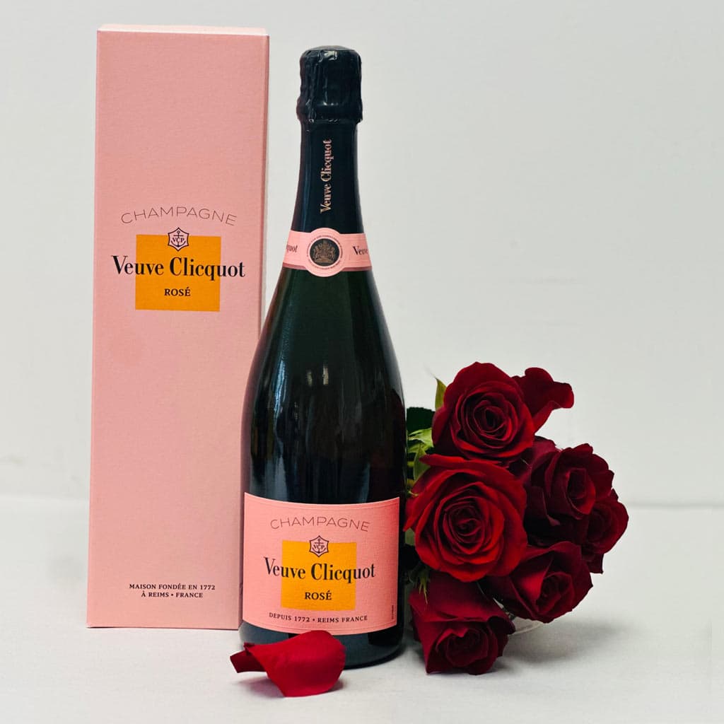Veuve Clicquot Rose Champagne And Flowers Gift