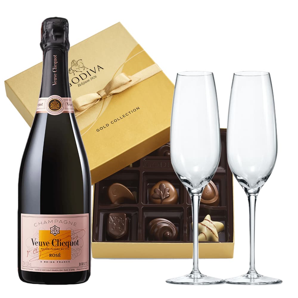 Veuve Clicquot Rosé, Godiva Chocolate & Tiffany & Co. Flute Gift Set
