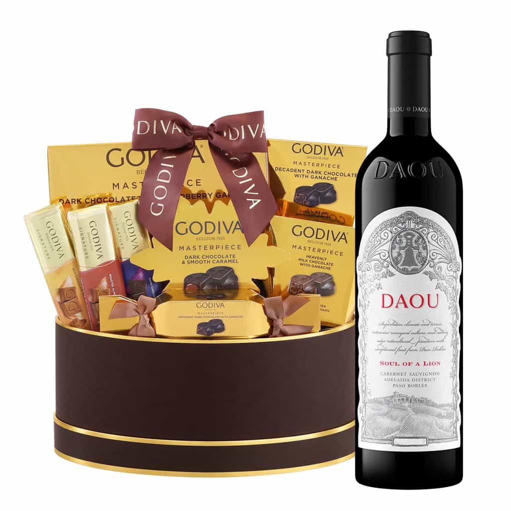 Daou Soul Of A Lion And Godiva Black & Gold Celebration Gift Basket