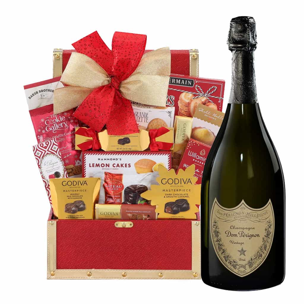 Dom Pérignon Vintage Brut Champagne And Golden Gift Basket