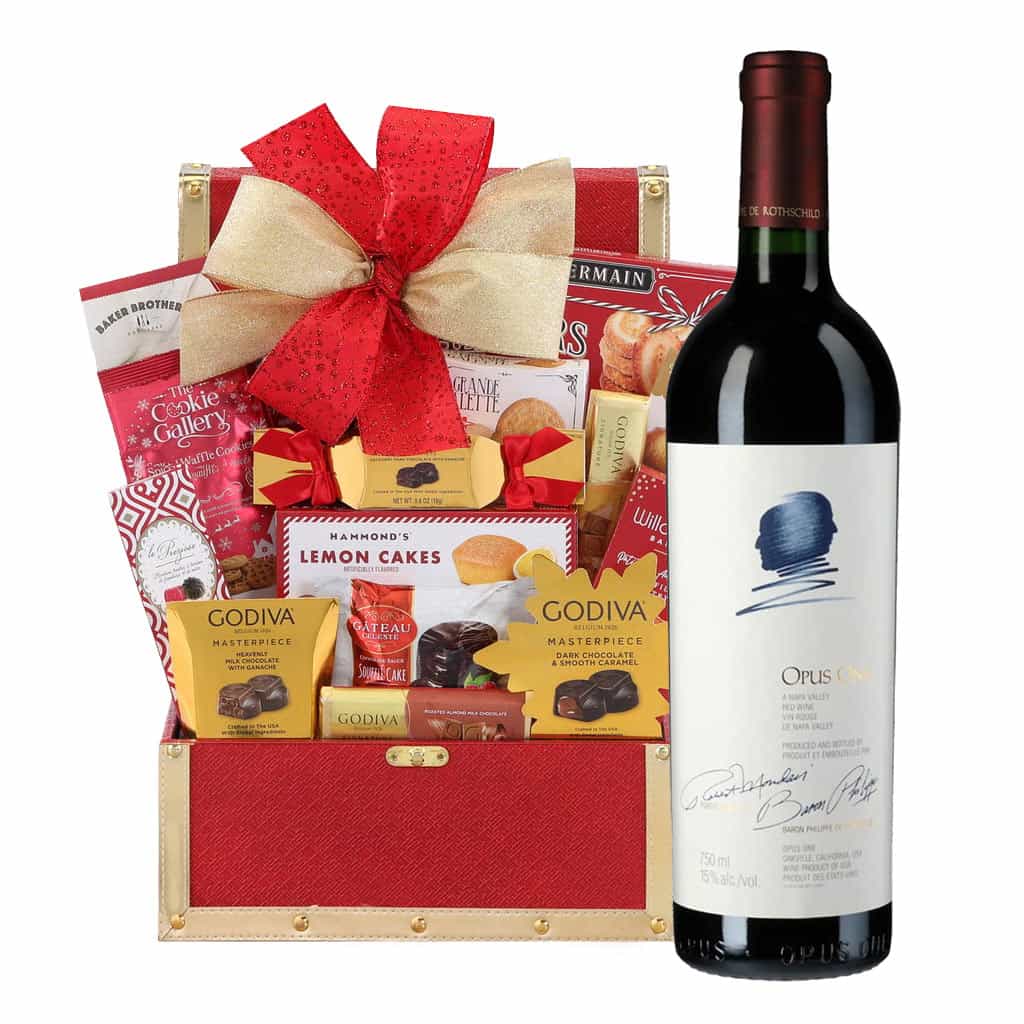 Opus One Cabernet Red Wine And Golden Gift Basket