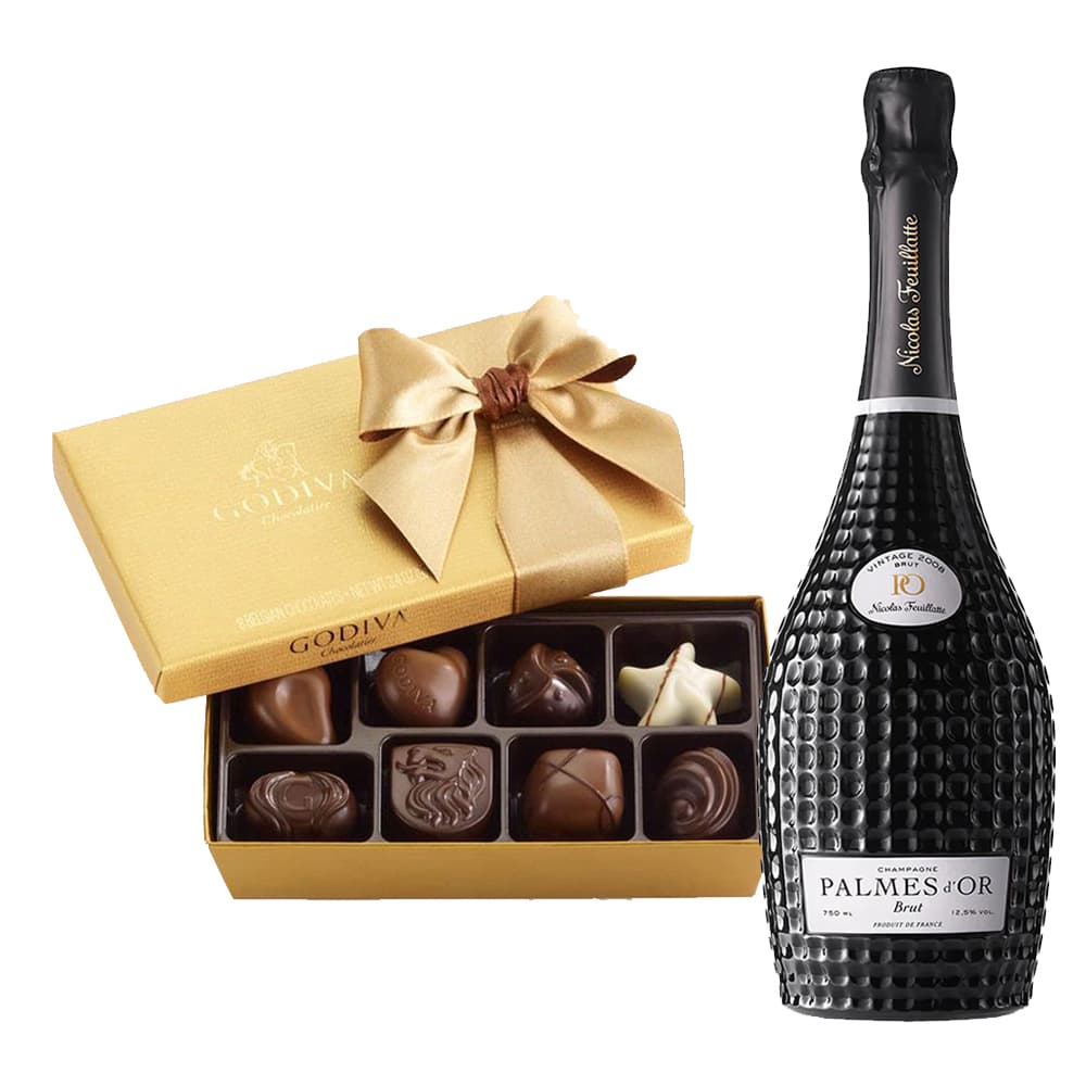 Nicolas F Palmes Brut 2008 with Godiva 8pcs