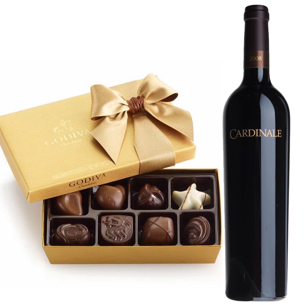 Cardinale Napa Valley Wine & Godiva 8 Pc Chocolate Gift