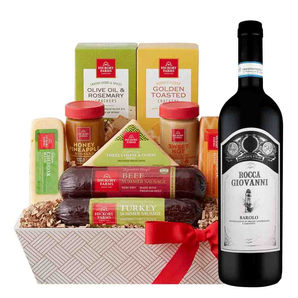 Rocca Giovanni Barolo Wine And Cheese Gift Basket