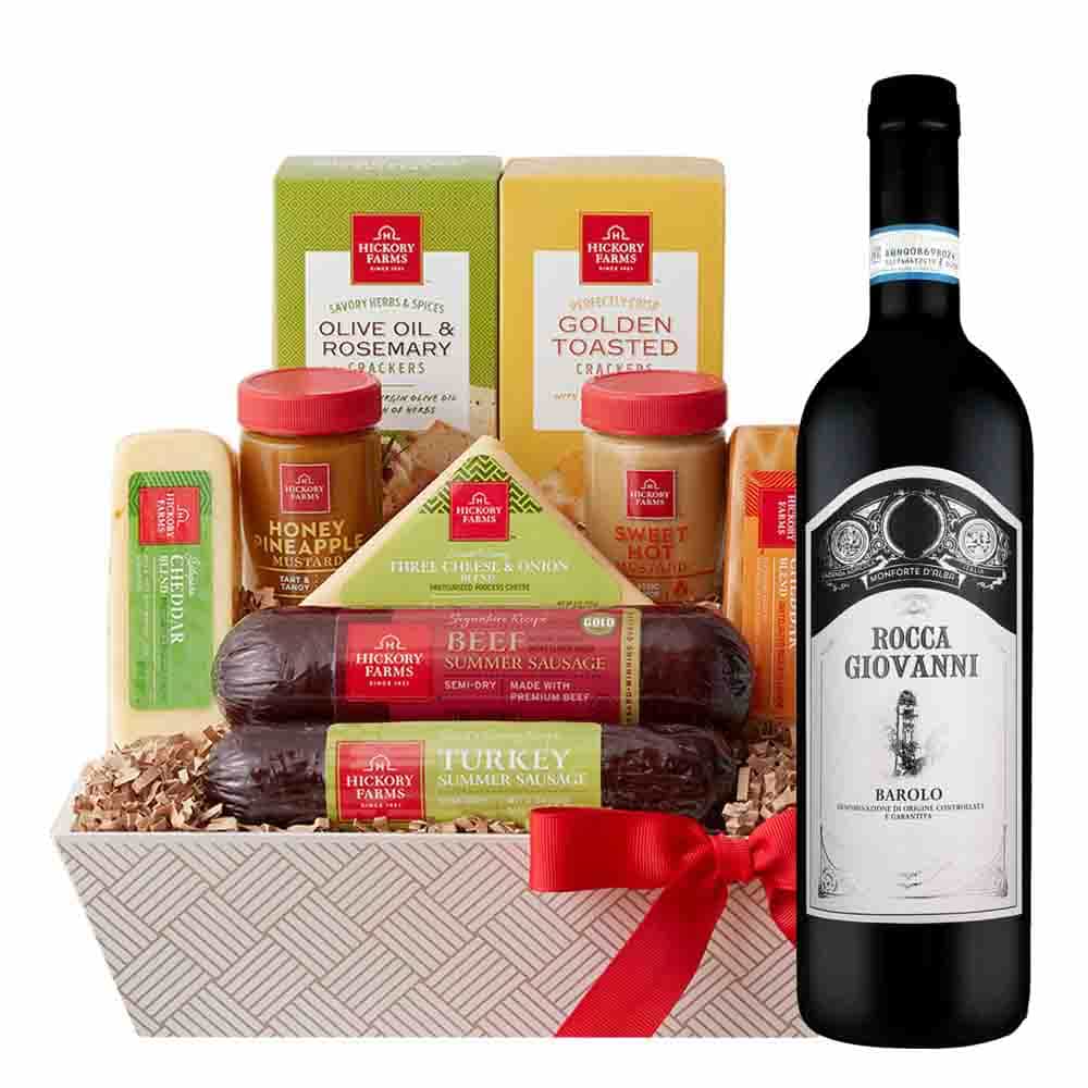 Rocca Giovanni Barolo Wine And Cheese Gift Basket