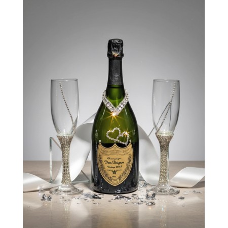 Tiffany Toasting Flutes & Dom Pérignon Champagne Gift Set