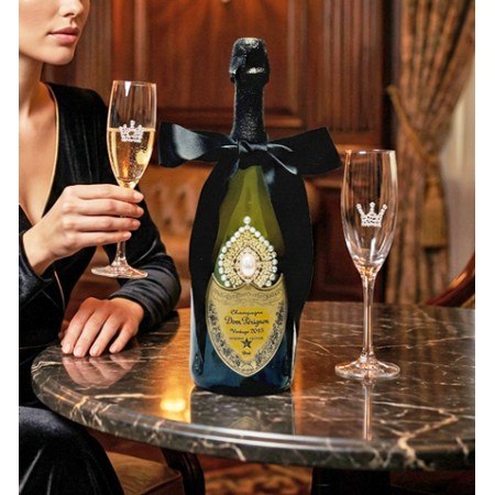 Dom Pérignon Champagne & Luxury Toasting Flutes Wedding Gift Set