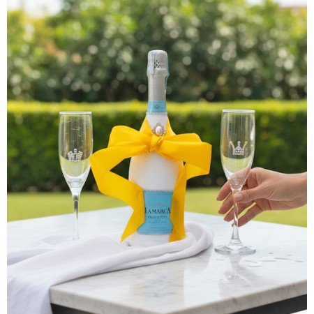 Hand-Painted Sparkling Wine And Flutes Gift Set