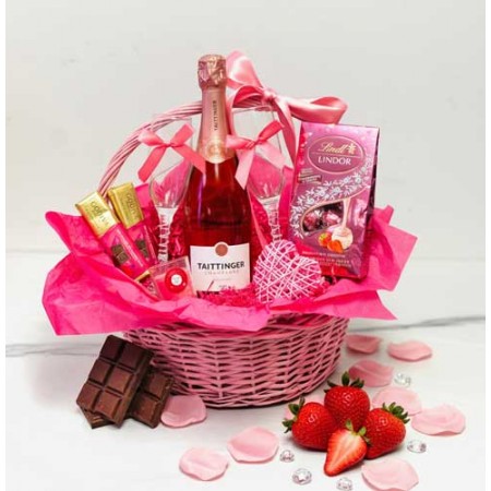 Taittinger Cuvee Prestige Rose Pink Gift Basket