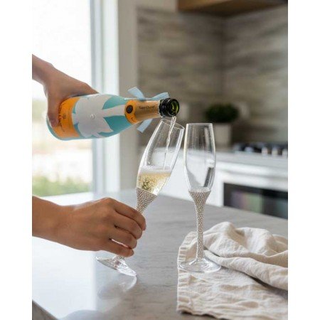 Veuve Clicquot Champagne And Tiffany Flutes Wedding Gift Basket