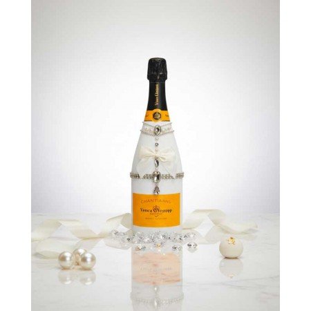 Hand-Painted Veuve Clicquot Champagne And Flutes Gift Set