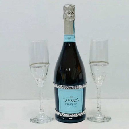 Crystal Design Sparkling Wine And Flutes Gift Set
