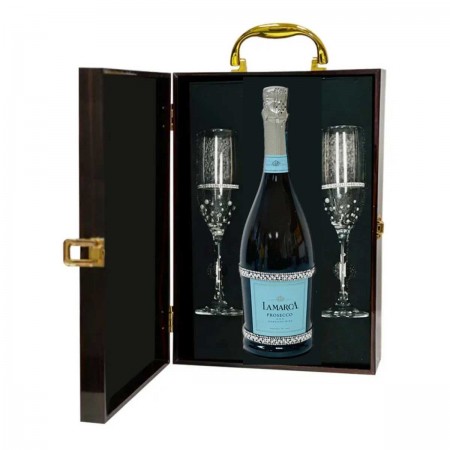Crystal Design Sparkling Wine And Flutes Gift Set