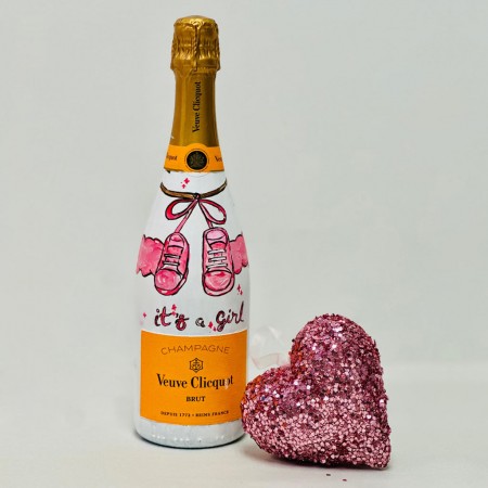 Welcome Baby with a Hand-Painted Veuve Clicquot Bottle Welcome Baby with a Hand-Painted Veuve Clicquot Bottle