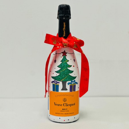 Christmas Special Hand-Painted Veuve Clicquot Bottle