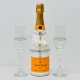 Hand-Painted Veuve Clicquot Champagne And Flutes Gift Set