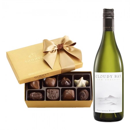 Cloudy Bay Wine with Godiva 8pc Chocolate Gift Cloudy Bay Wine with Godiva 8pc Chocolate Gift
