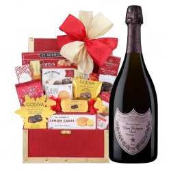 Dom Perignon Rose Champagne And Golden Gift Basket Dom Perignon Rose Champagne And Golden Gift Basket