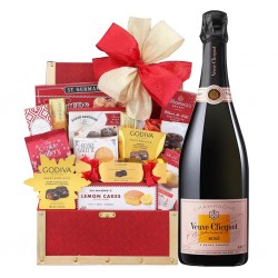 Veuve Clicquot Rosé Brut Champagne and Golden Gift Basket