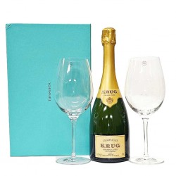 Krug Grande Cuvee and Tiffany Crystal Glasses
